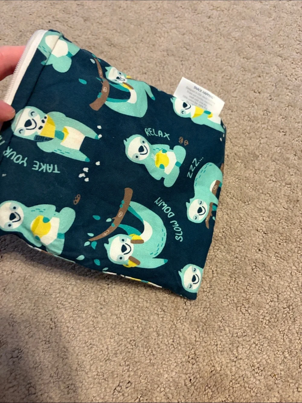 Diaper bag wipeable Sloth Print Navy Blue Zipper Pouch - Relaxing Sloth Design